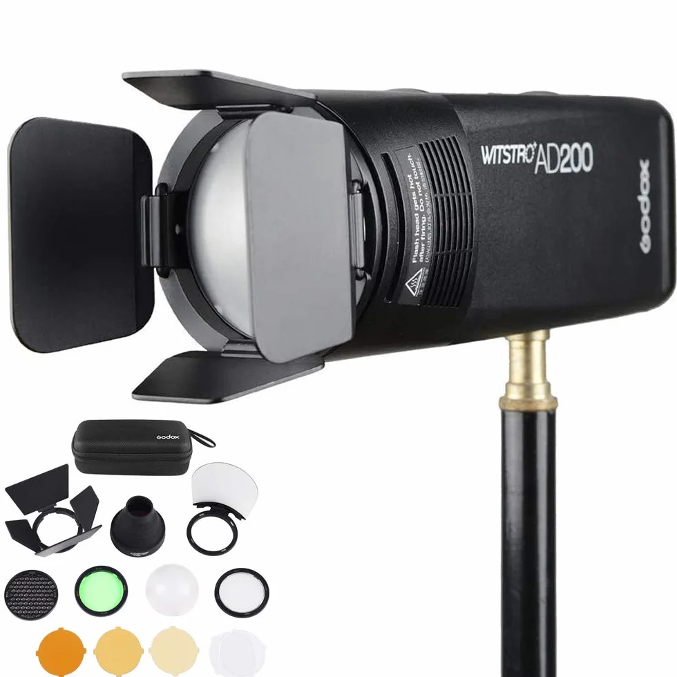 Godox AK-R1 Kit Accesorios para Godox V1 Flash y H200R, AD200, AD200Pro - Estudio Flash con Granero Puerta, Snoot, Color Filtro, Reflector, Honeycomb