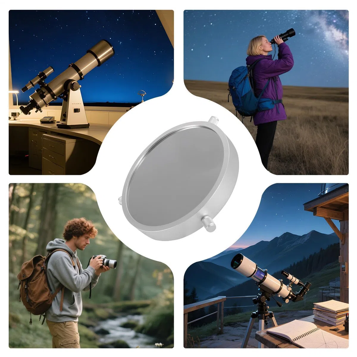 Genérico Filtro Solar Telescopio - Metal 127-153mm | Seguro Protección | Accesorio Portátil Reducción Luz para Observación Diurna Manchas Solares