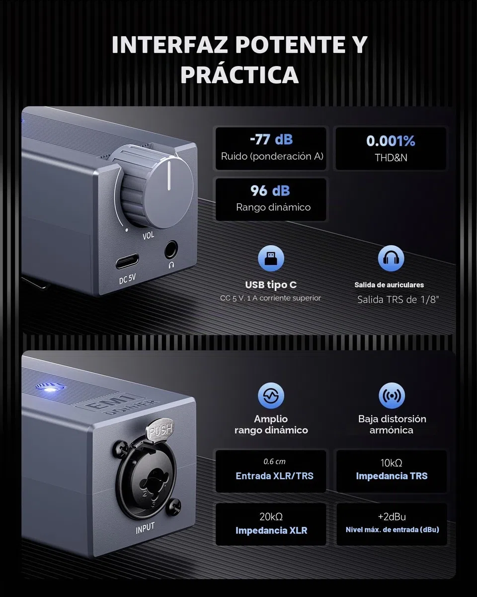 Donner EM1 Auriculares Amplificador de Recargable Monitor Intrauditivo Personal Portátil Analógicos Estéreo Control de Volumen Amplificador de Audio con Entrada XLR y TRS Conector de Salida de 3,5 mm