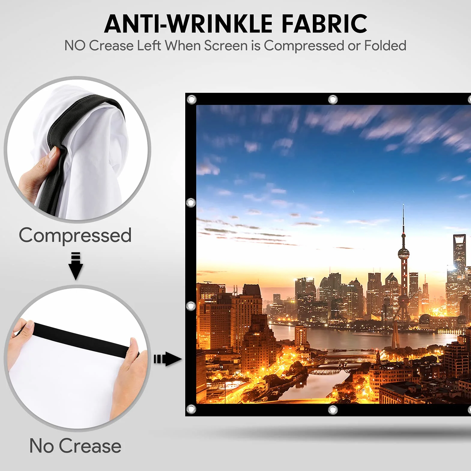 Pantalla Proyector 120 Pulgadas 16:9 HD Antiarrugas Plegable Portátil Lavable Tela Proyector, Pantalla de Proyección de Doble Cara para Patio, Hogar, Teatro Exterior