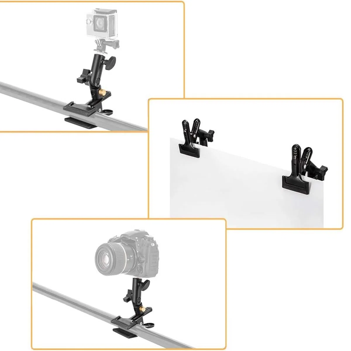 UTEBIT 2-Paquetes Soporte de Reflector Plegable para Estudio Fotográfico Soporte de Abrazadera de Metal con Tornillo Hembra de 1/4 "a 3/8" para Reflector Redondo, Fondo y Soporte de Luz