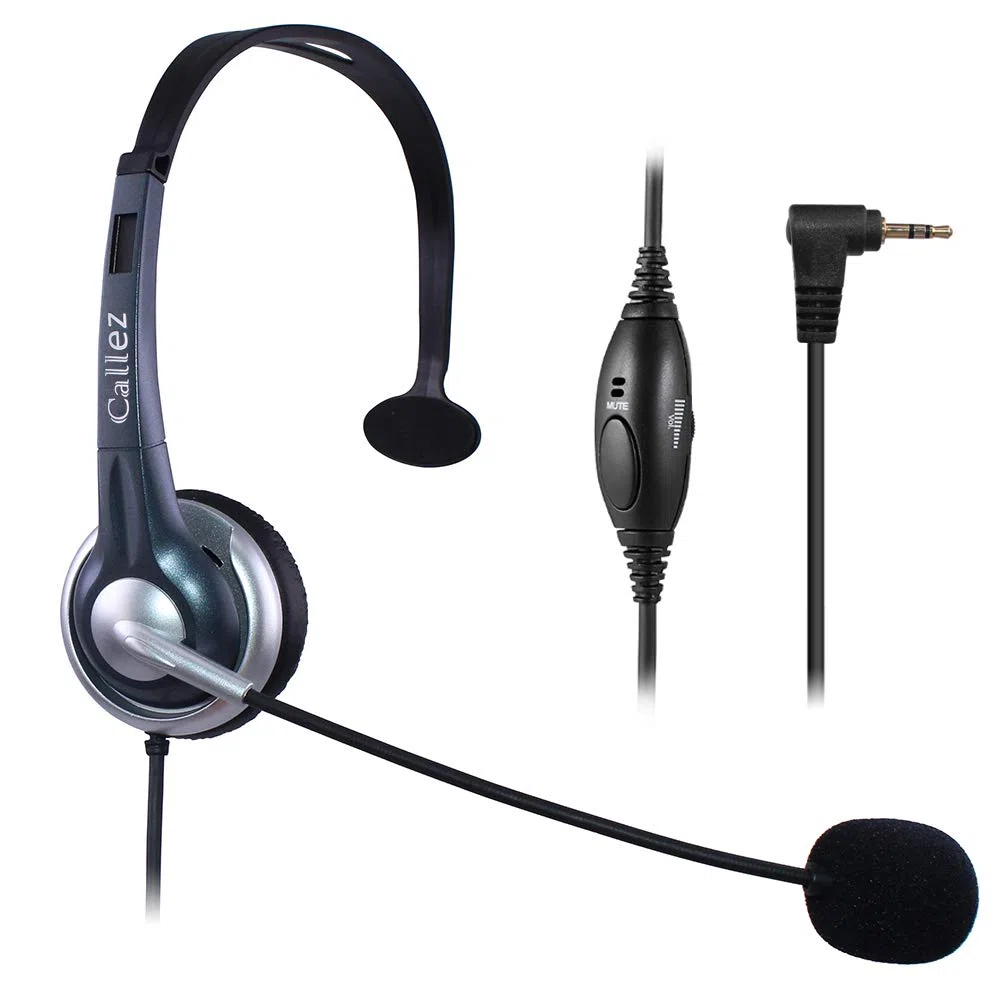 Callez Auriculares Teléfono Fijo Inalámbrico Mono, Micrófono con Cancelación de Ruido, Cascos 2,5 mm con Control de Volumen para Panasonic Siemens Gigaset C430 Polycom Cisco Teléfonos DECT