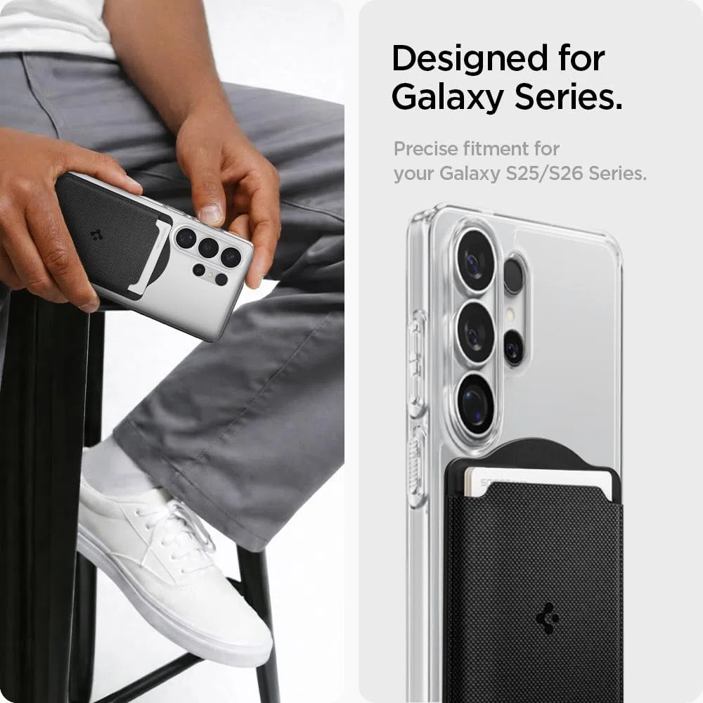 Spigen Urban Fit MagFit Tarjetero Cartera Magnético 3 Tarjetas Compatible con Funda magnética de Samsung Galaxy S26 & S25 Serie, S25 Edge y Z Fold 7 - Negro