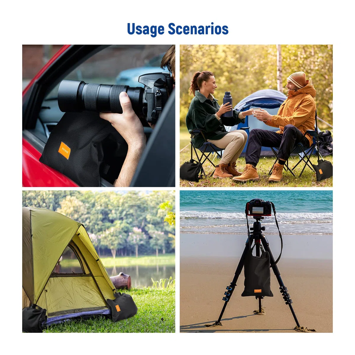 NEEWER Bolsa de Arena para Fotografía de Mano Plegable de 15,5" x 9,4", Correa para Hombro, Saco de Poliéster Resistente, Puf, para Soporte de Lente de Cámara y Soportes de Luz