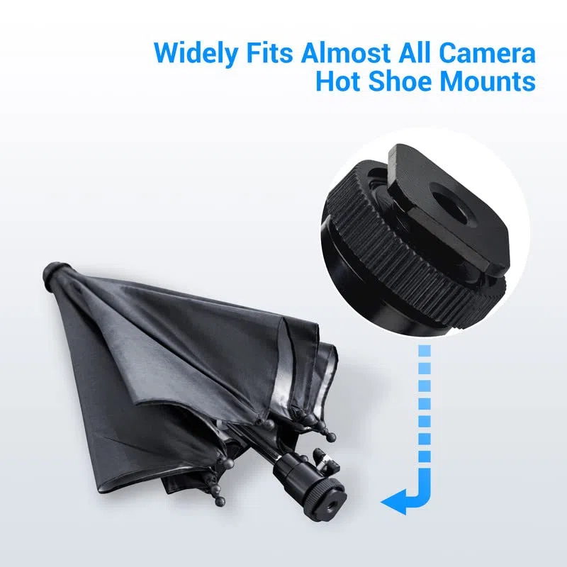 JJC Camera Hot Shoe Umbrella, Parasol Cubierta de Lluvia Paraguas Portátil Resistente a la Intemperie Protege la Cámara de la Lluvia Nieve Luz del Sol (Dia. 19.7''/ 50cm)