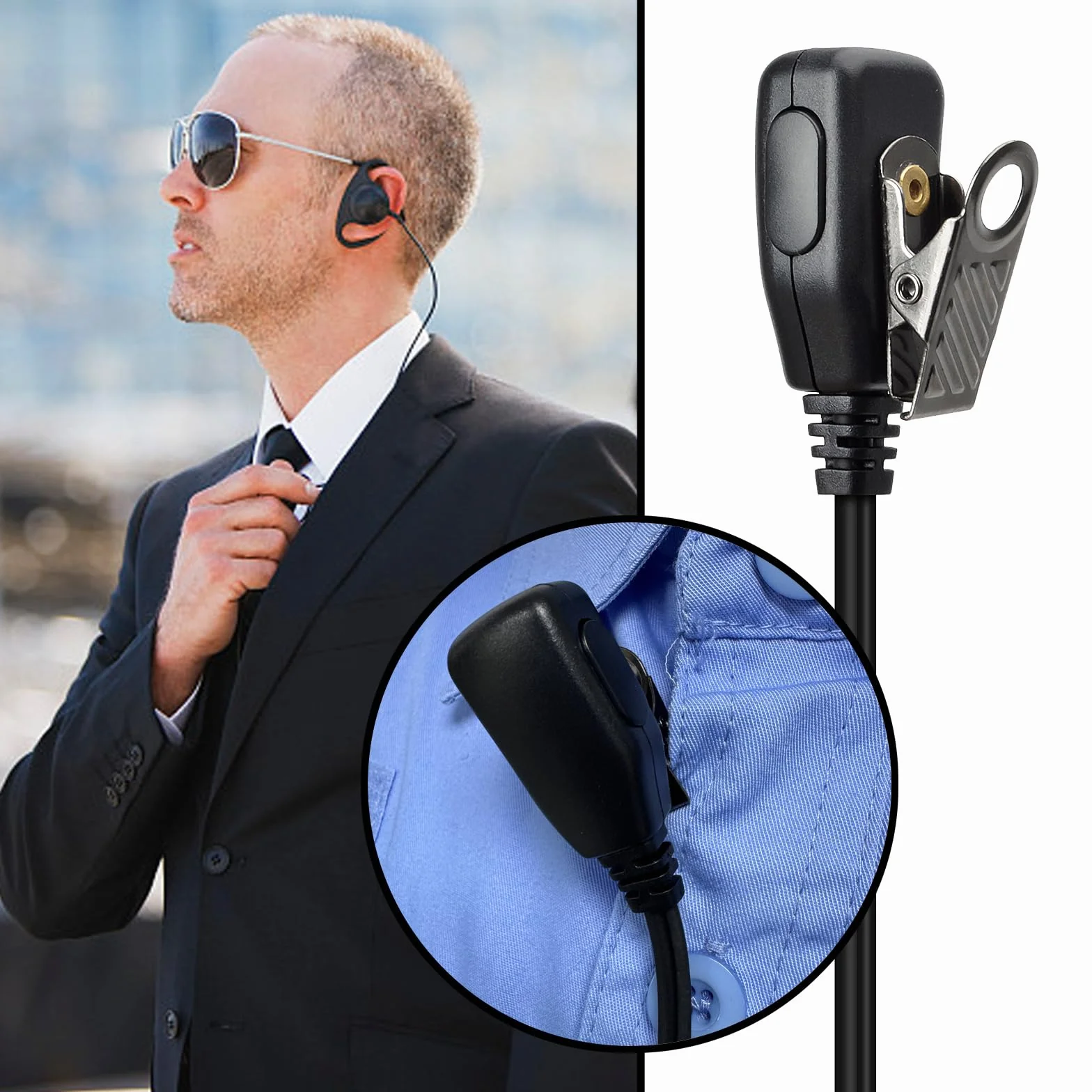HYS Auriculares en Forma de D con micrófono PTT Compatible con Baofeng UV-5R UV-82 BF-888S Kenwood Quansheng UV-K5 K6 Wouxun Walkie Talkie (10)