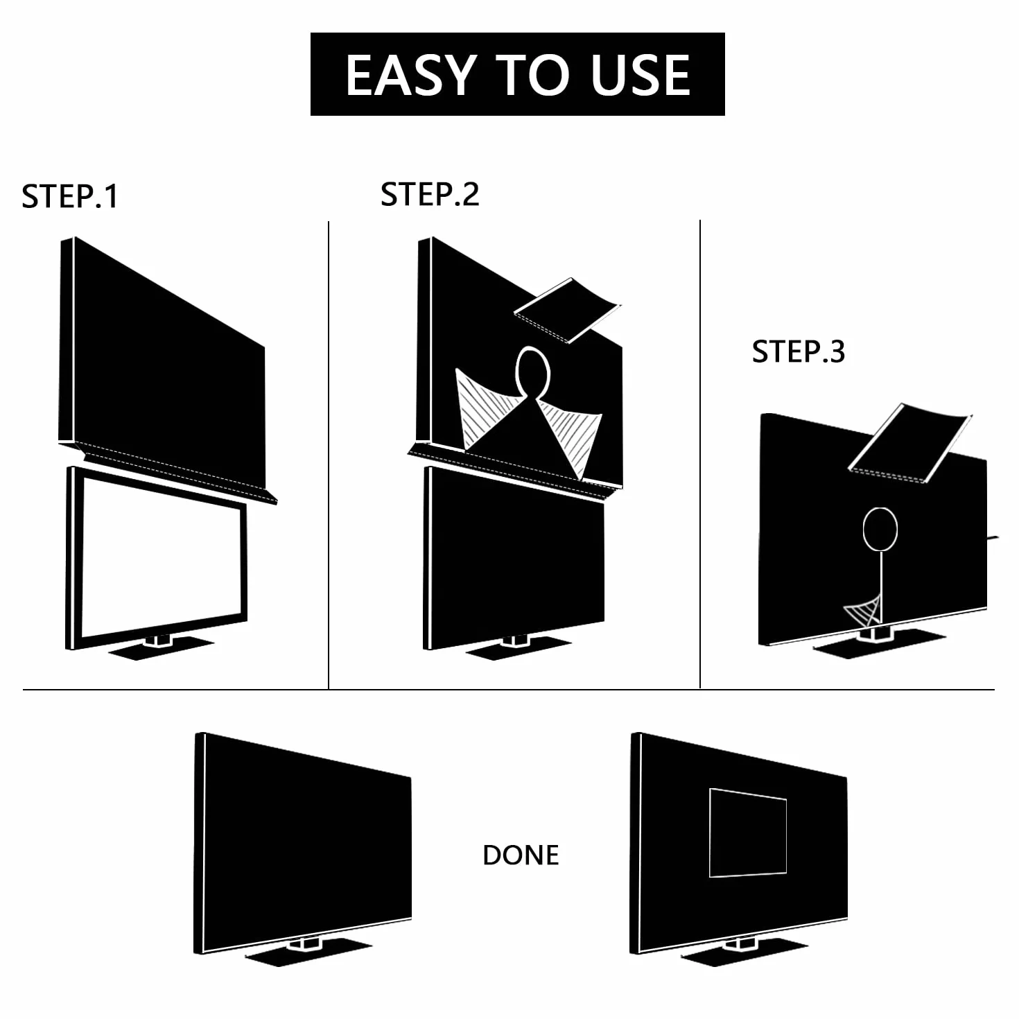 MaxAwe Funda para TV 50-52 pulgadas, exterior, 52 x 33 x 5 pulgadas (132 x 84 x 14 cm), resistente a la intemperie, universal, protector de pantalla negro