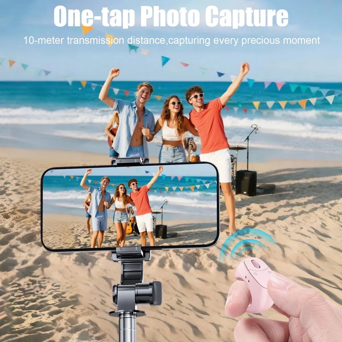Anillo de Desplazamiento Bluetooth TikTok,Giratorio a Distancia, Controlador Móvil Selfie Lazy para Tabletas Kindle, iOS, Android, Cámara,Grabación de vídeo,con Cargador