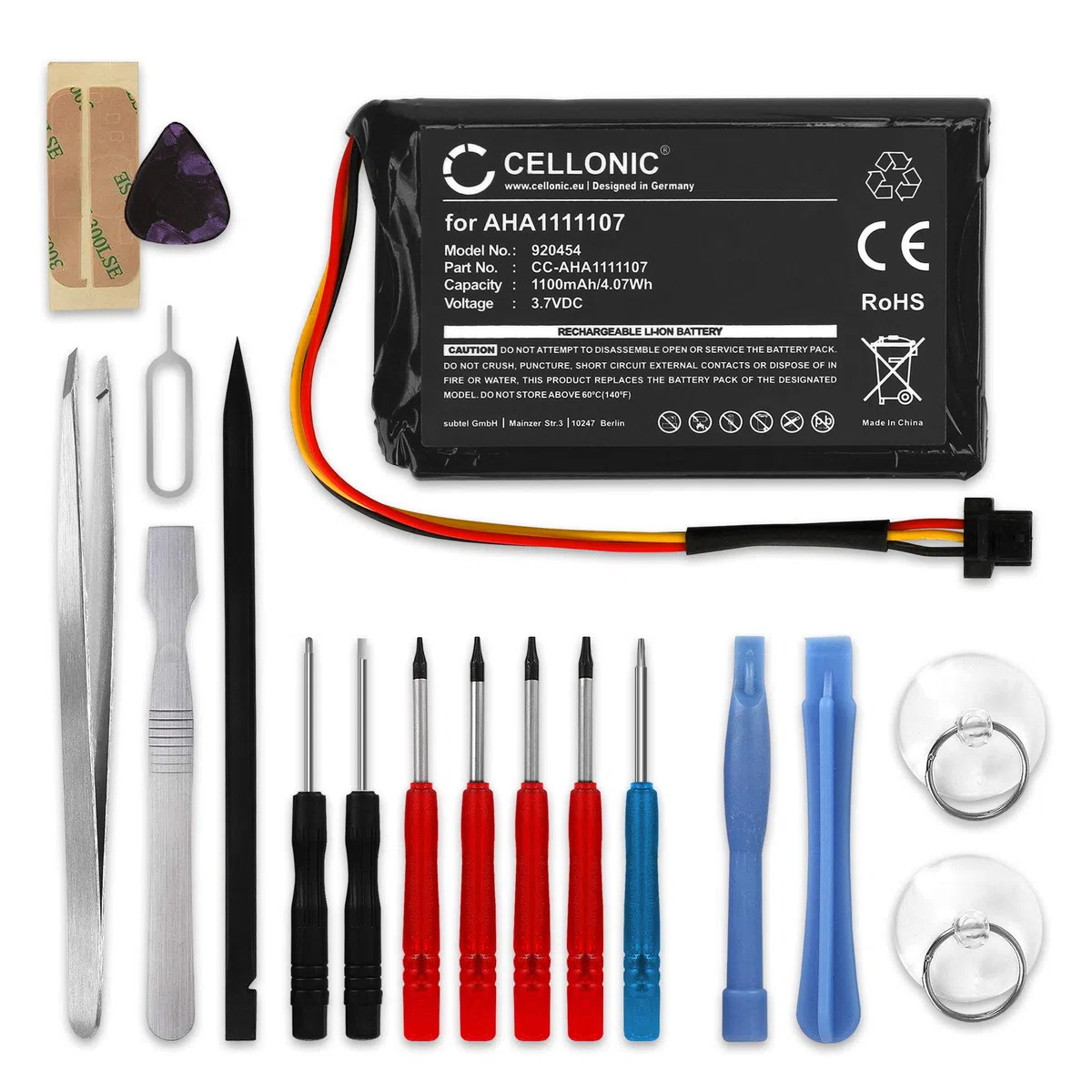 CELLONIC 1x Batería para GPS Navegación Compatible con Tomtom Go 600, Go 610, Navigator 6, AHA11111010 - (1100mAh, 3.7V) + Juego de Herramientas