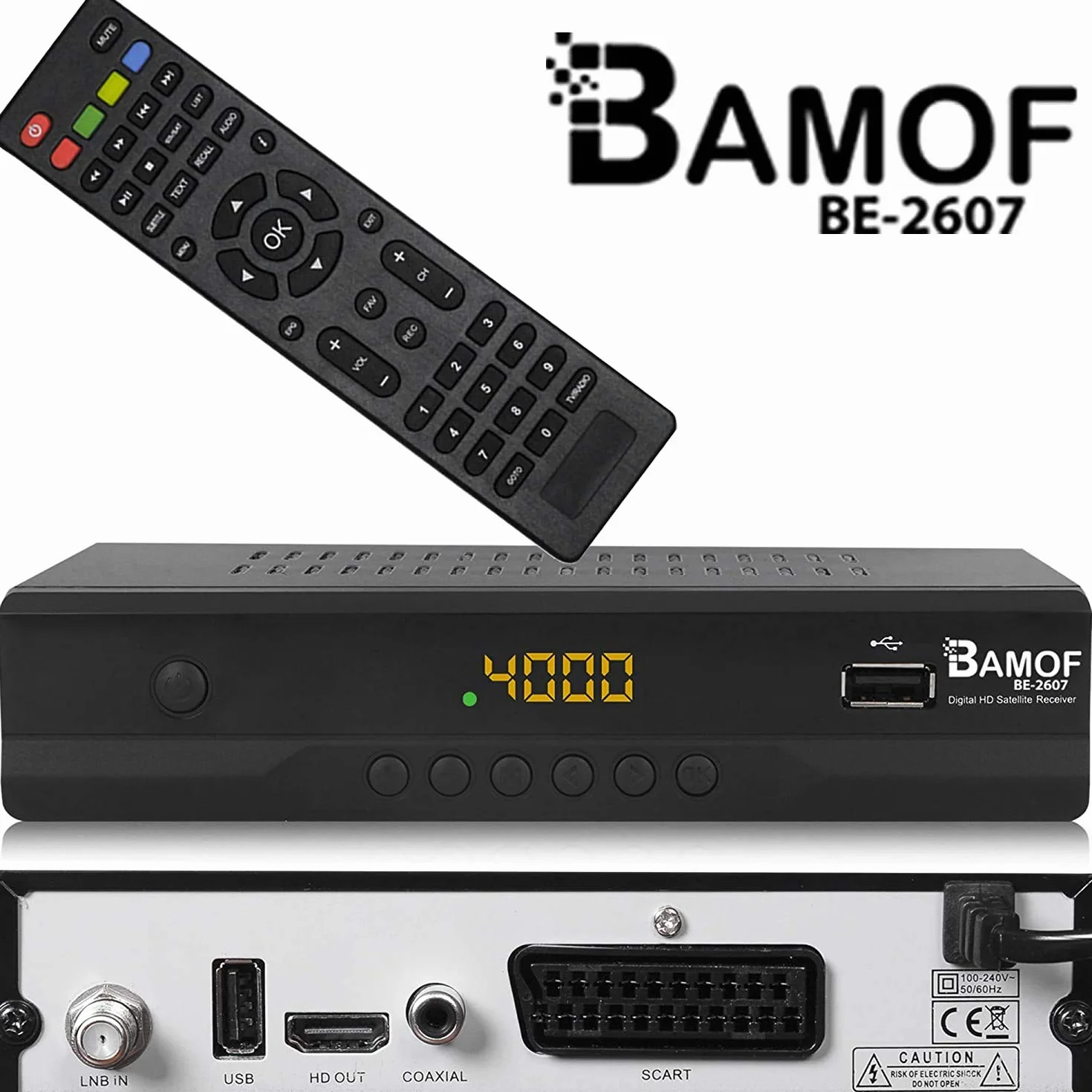 hd-line Bamof BE-2607 - Receptor de satélite Digital (HDTV, DVB-S/S2, HDMI, SCART, 2 USB 2.0, Full HD 1080p) [preprogramado para Astra Hotbir] [Clase energética A+++]