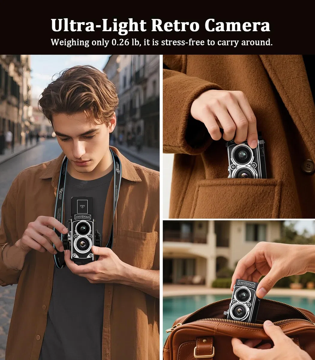 Mini cámara Digital Retro, 1080P FHD Video Mini cámara de Fotos pequeña portátil 12MP Enfoque automático con Tarjeta de 16G para Principiantes, Adolescentes y Adultos