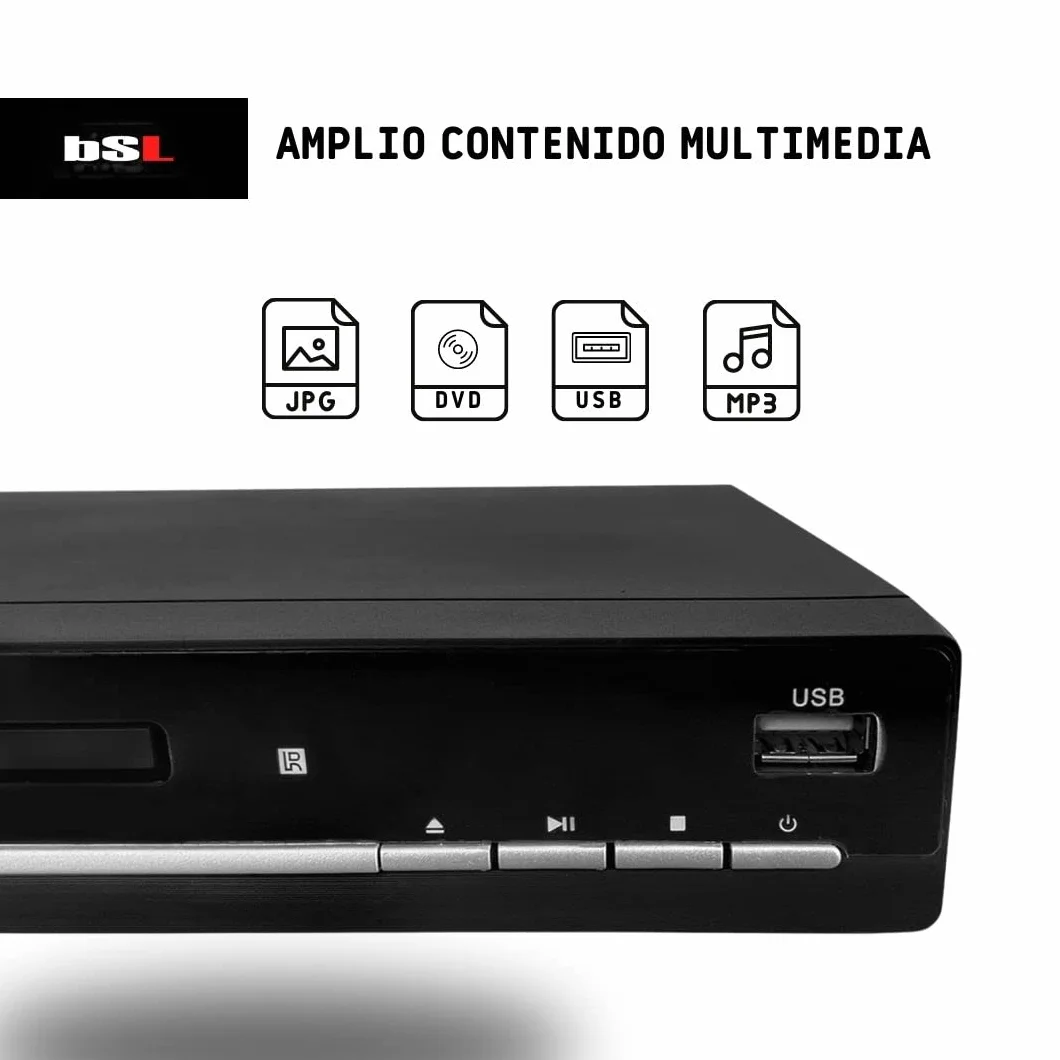 Reproductor de DVD BSL-351 multiformato DVD/CD/USB Multimedia | Salida HDMI y AV (Cable AV Incluido) | Mando a Distancia | para Todas Las regiones.