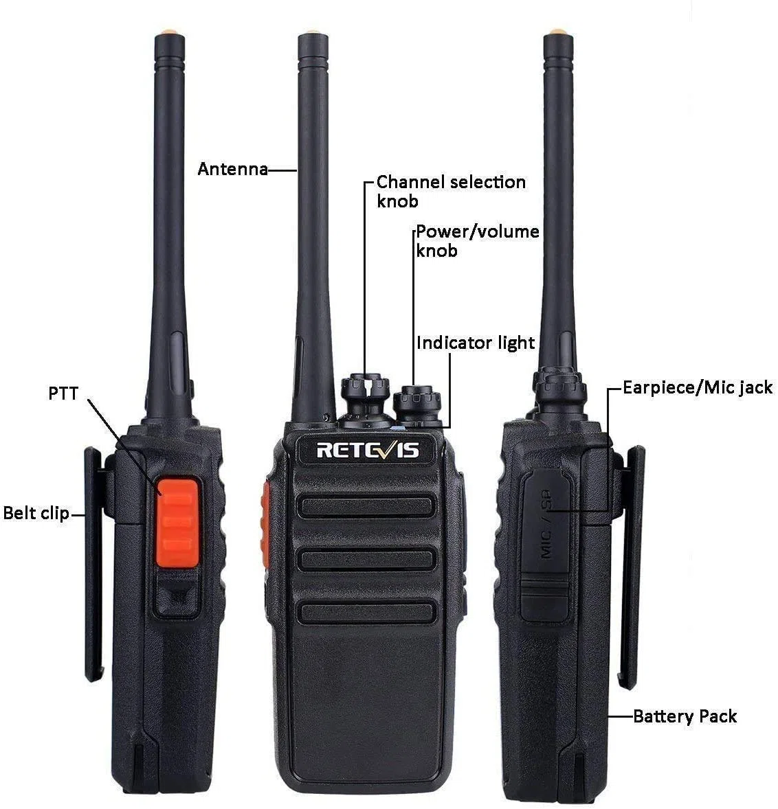 Retevis RT24 Walkie Talkie con Cargador de 6 Vías, Walkies Profesionales PMR446 sin Licencia, 16 Canales CTCSS/DCS, Walkie Talkie Recargable (6 Piezas, Negro)