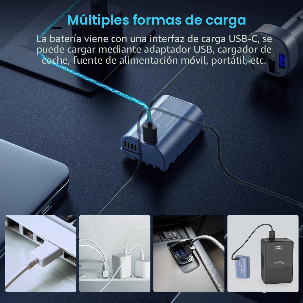 SMALLRIG Batería Compatible con DMW-BLK22 de Repuesto de 2520mAh con Puerto USB-C,Battery Completamente Cargada Durante 2,5h para Panasonic LUMIX S5,S5II,GH7,GH6,GH5,S9,S9II,S5 IIX,Azul - 4906