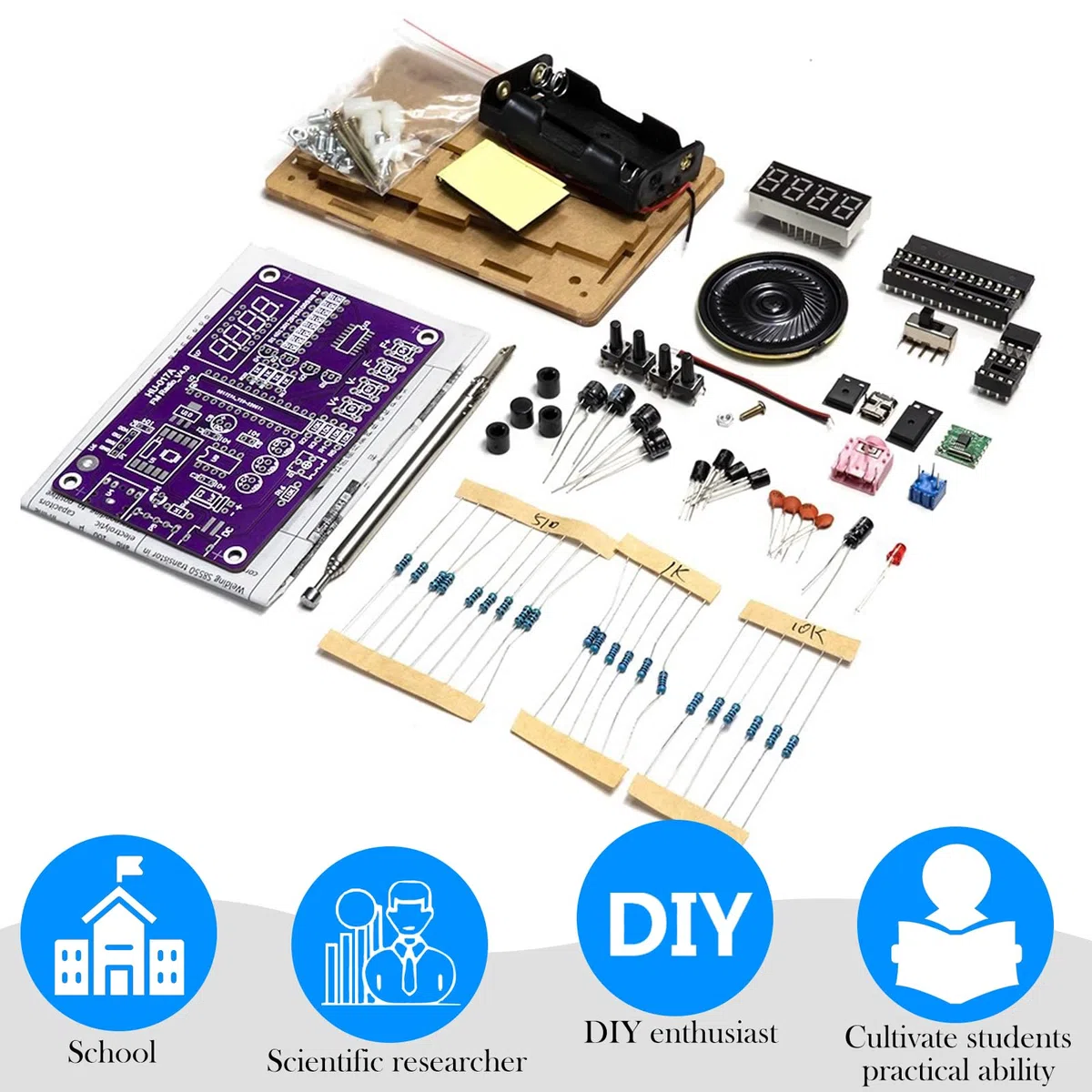 Kit de Radio FM, Kits de Práctica de Soldadura, Kit de Receptor FM de Radio Digital con 2 Modos de Fuente de Alimentación para Escuelas, Investigadores, Entusiastas del Bricolaje