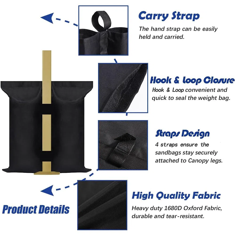 Bolsa Arena Contrapeso,8 Piezas Pesos para Carpas,800D Tejido Oxford Saco Arena,Diseño de Doble Bolsillo,Resistente a Los Rayos UV, Al Viento,A la Lluvia y a la Nieve,para Uso en Rxteriores(40x45cm)
