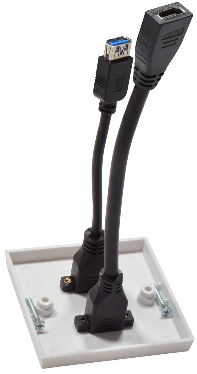 AV:Link | Placa de pared multimedia con enchufes HDMI 8K y USB 3.0