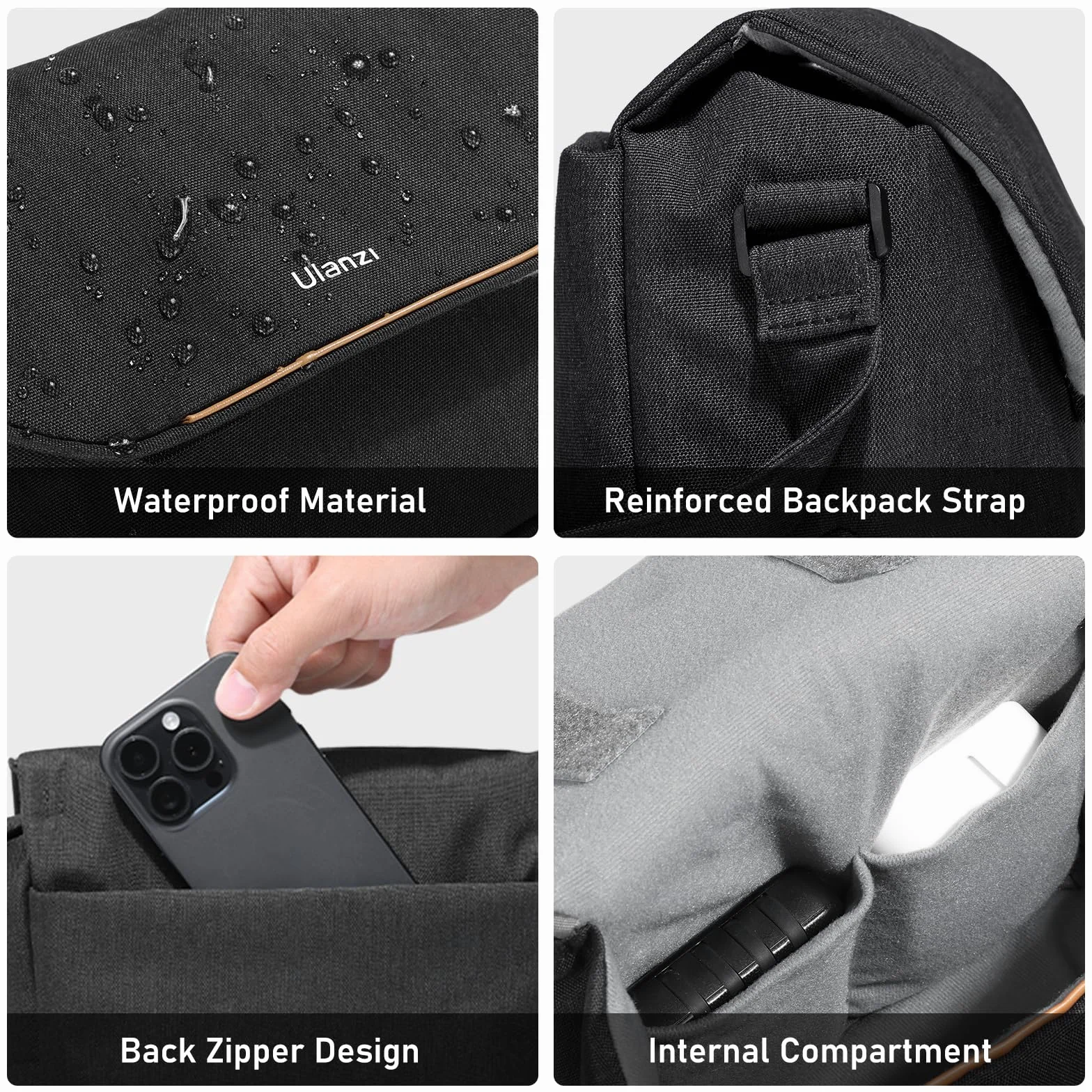 ULANZI Bolso para Cámara, 4L Bolso Bandolera Ligera SLR/DSLR, Negra Funda Pequeña Impermeable Minimalista para Mujeres y Hombres, Compatible con Sony/Canon/Nikon/Fujifilm