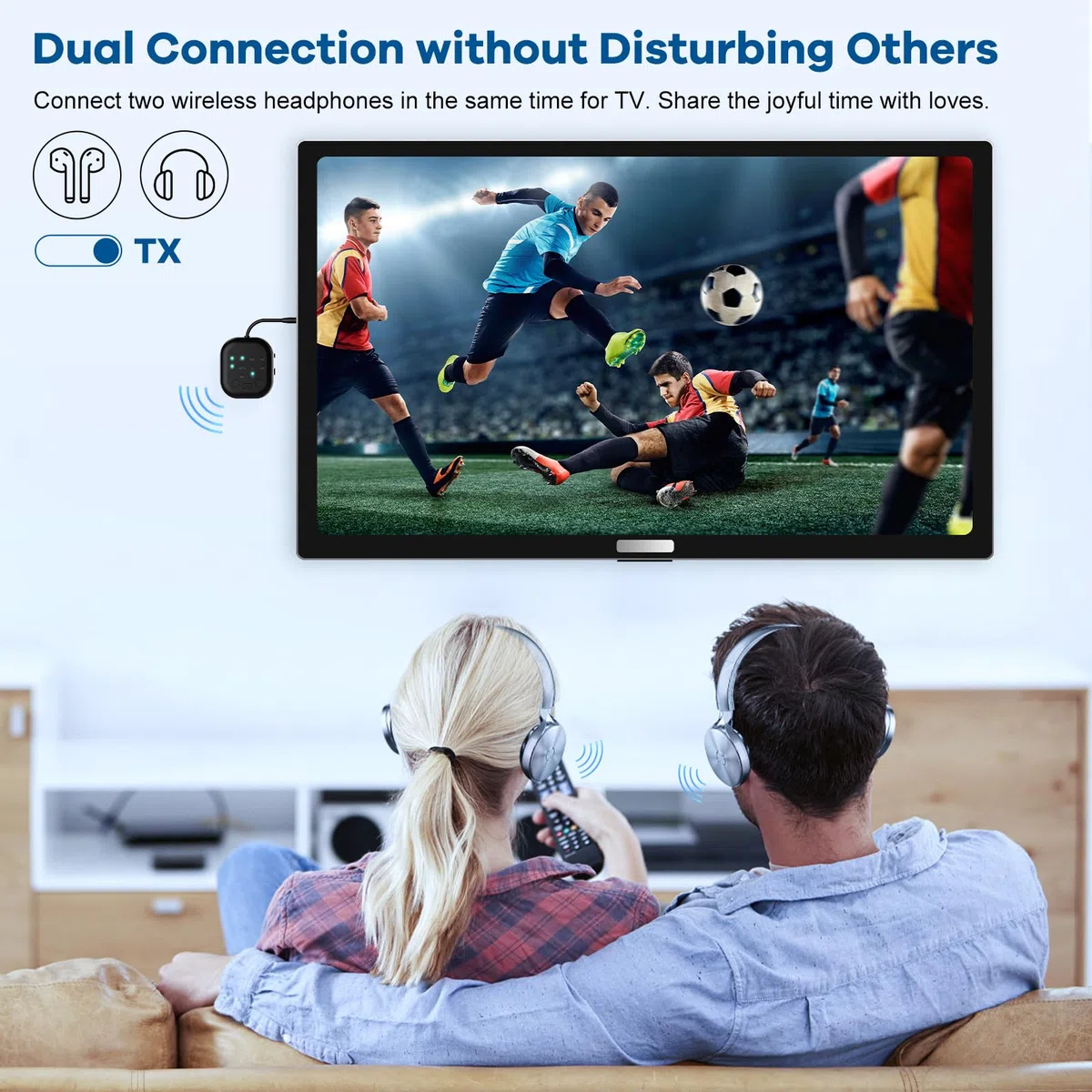 eppfun Transmisor Receptor Bluetooth 5.3 para TV, APTX-Adaptive Adaptador Audio Bluetooth con AUX 3,5mm Jack para PC/Televisión/Altavoces/Avion
