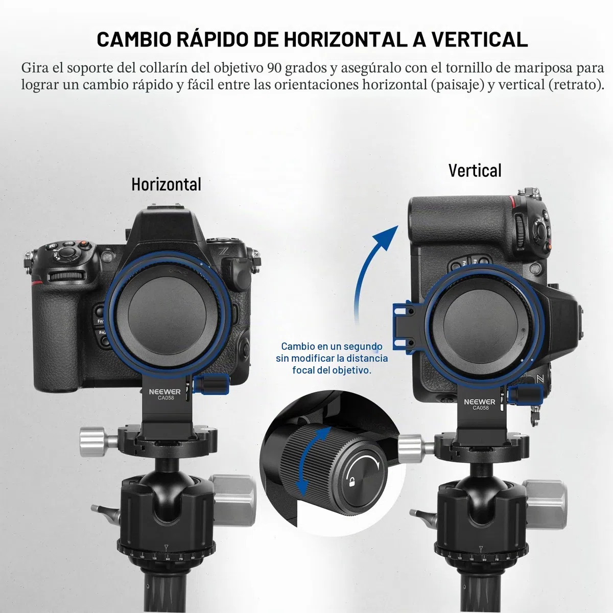 Neewer Placa giratoria de montaje de collar para adaptador FTZ Z8 Z7 II Z6 II Z5, soporte de lente de trípode de cámara horizontal rápidaCompatible con DJIRS3/2 y sistema de acoplamiento Arcasn,CA058