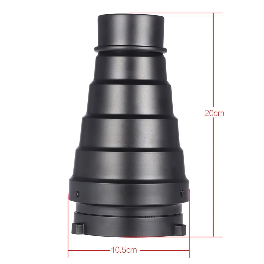 Metal cónico Snoot con rejilla de nido de abeja 5pcs Kit de filtro de color para Bowens Mount Studio estroboscópico Monolight Fotografía Flash