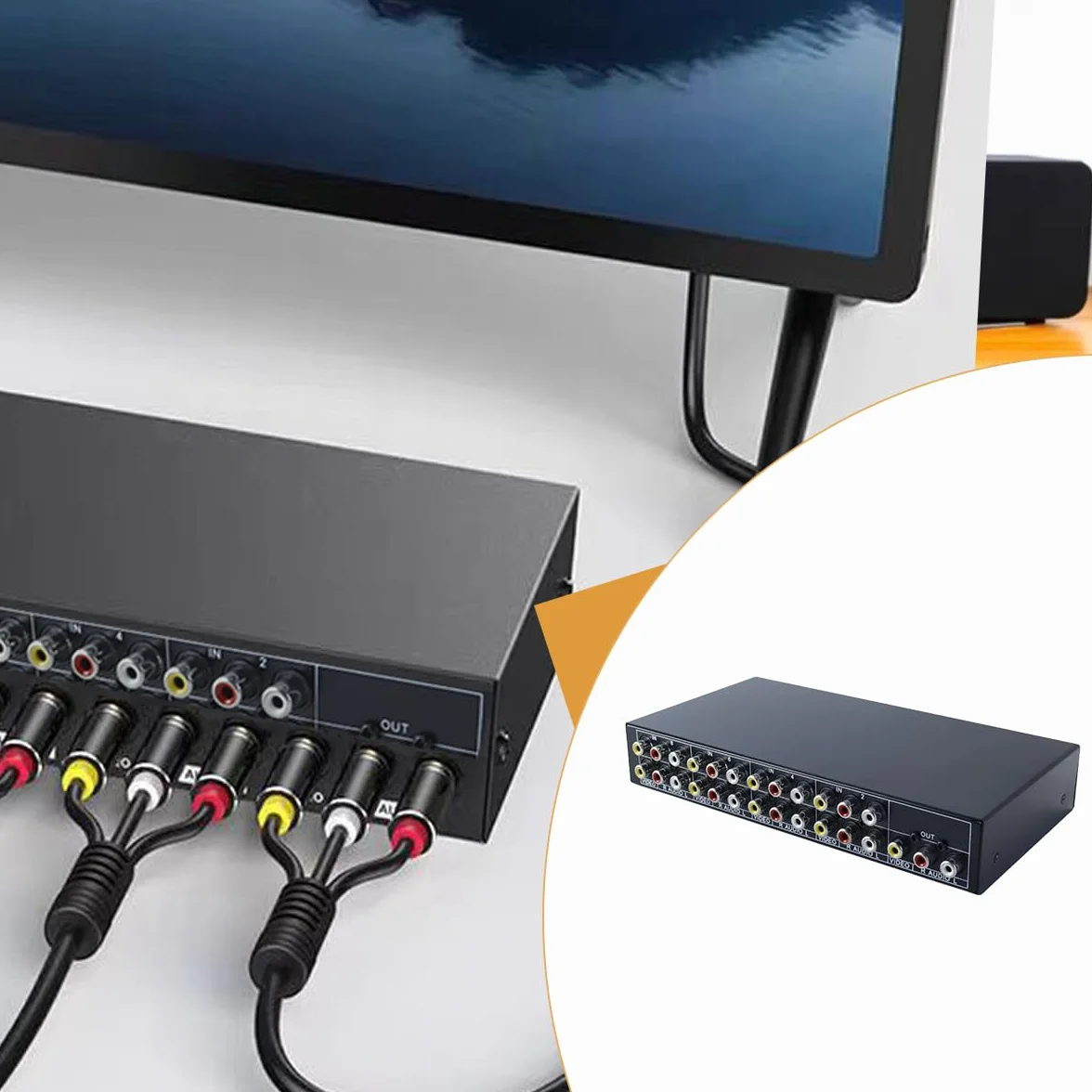 Conmutador AV De 8 Puertos, 8 Entradas Y 1 Salida, Divisor Compuesto AV Para HDTV, LCD, DVD, Consolas De Juegos