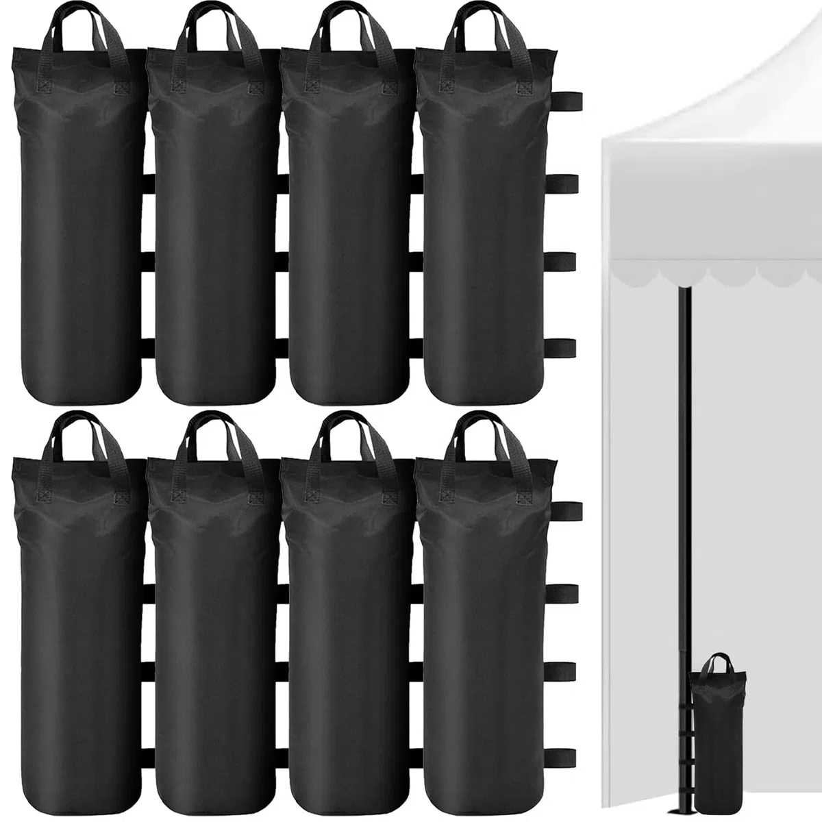 8 bolsas de arena para cenador, 50 x 20 cm, bolsas de peso para patas de carpa, tela Oxford 800D con cierre de , pesos para jardín, playa y camping