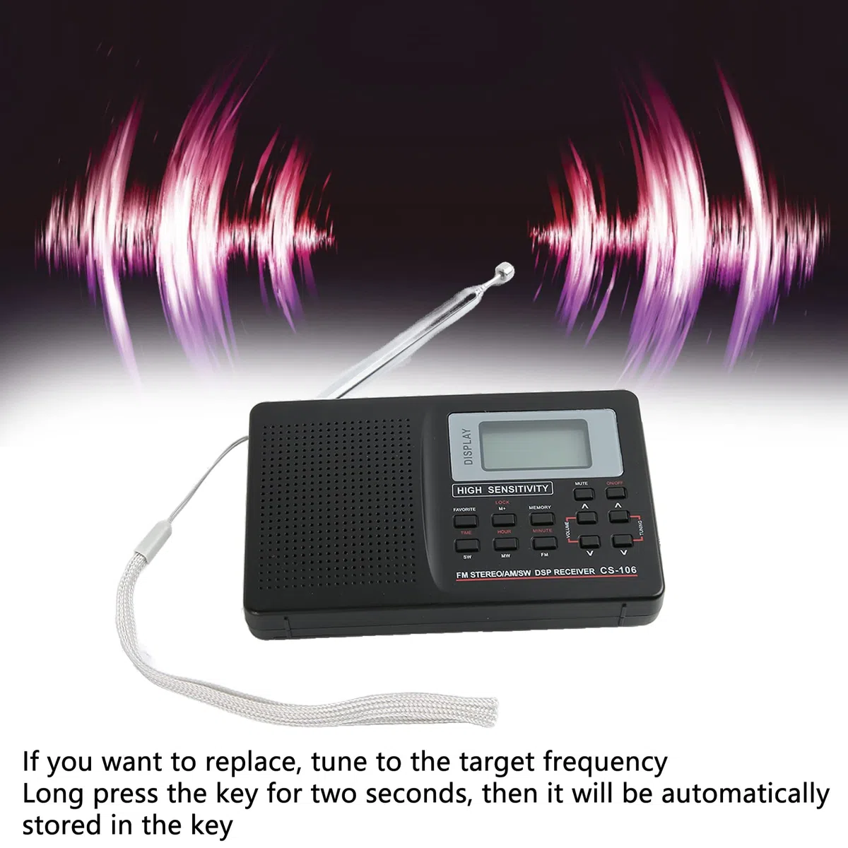Radio Digital AM FM SW, Radio Portátil de Corta con Pantalla de Número de Banda, Función de Memoria, Compatible con Almacenamiento de 88 Canales, Radio de Bolsillo con Teclas de Retroiluminación