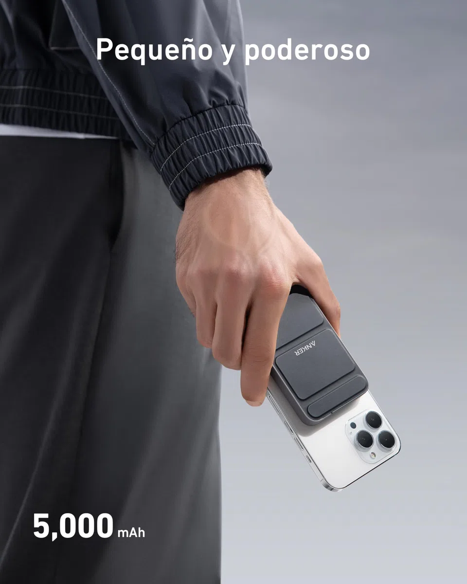 Anker 622 MagGo - Banco de energía magnético inalámbrico (5000 mAh, Plegable, con USB-C para iPhone 17/16/15 Series, interestelar)