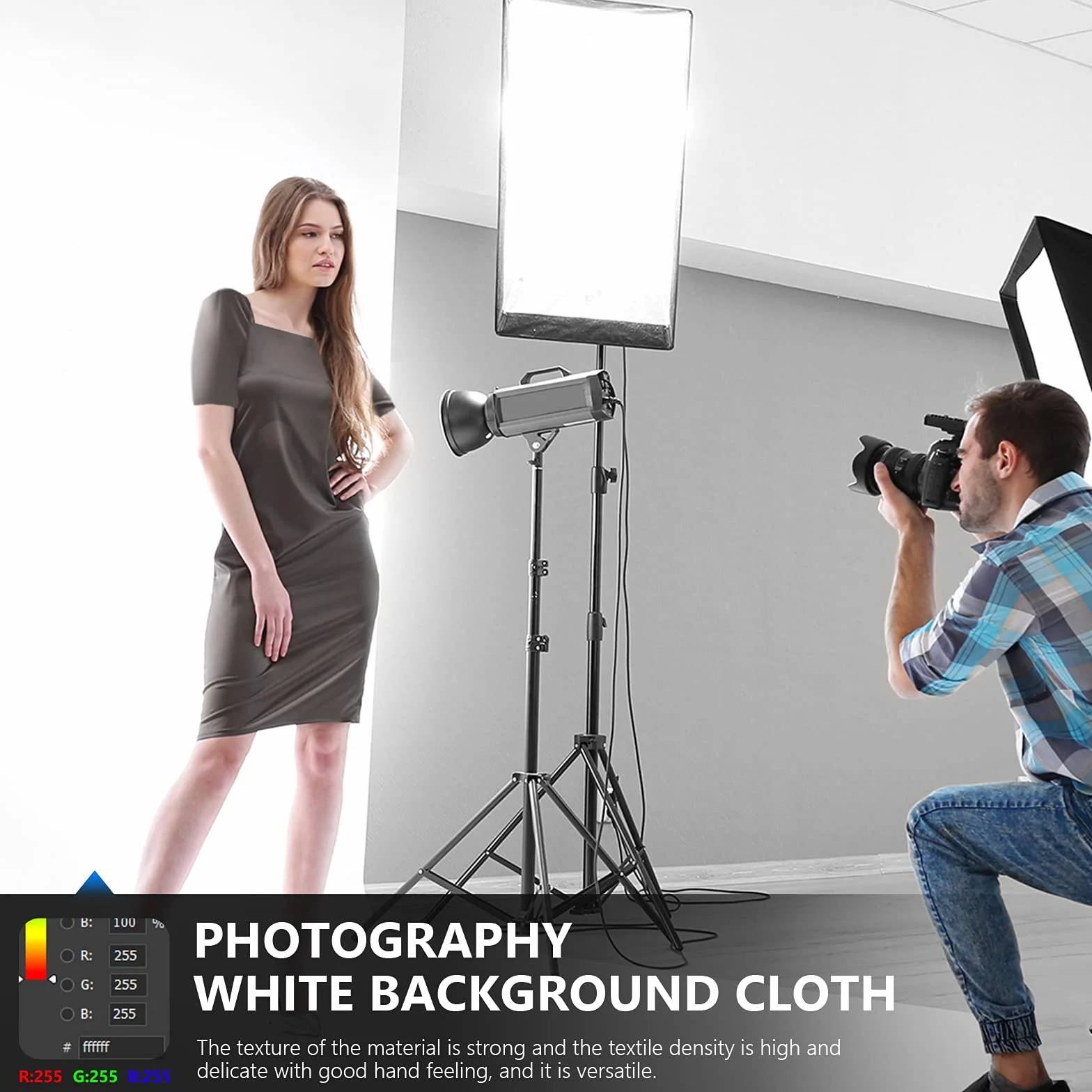 NEEWER Telón de Fondo para Estudio Fotográfico Vídeo y Televisión Poliéster Color Blanco Medidas 6 x 9 pies /1.8 x 2.8m Incluye Únicamente el Fondo