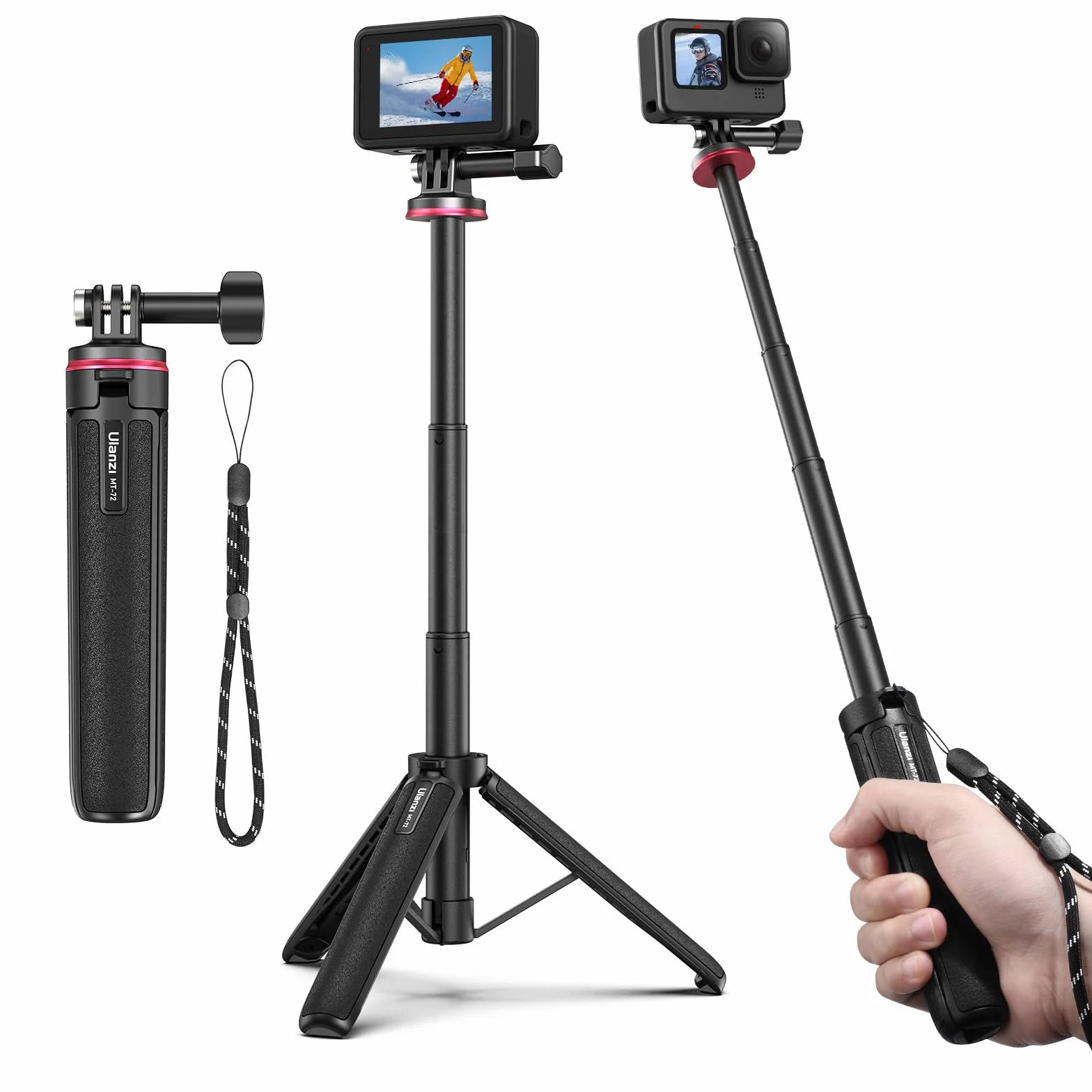 ULANZI MT-72 Mini Trípode Portátil de Viaje Con Varilla de Extensión de 4 Piezas, Mini Selfie Stick Para dji Osmo Cámara de Acción