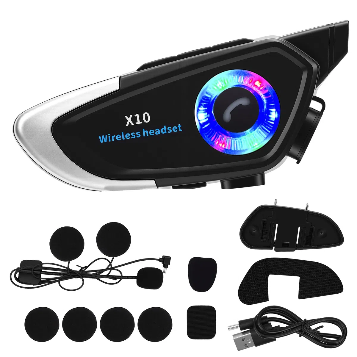 Yosoo Health Gear Auriculares Casco Moto Bluetooth 5.4, Intercomunicador Casco Moto Impermeable IP56 con Cancelación de Ruido, Altavoces 40mm Sonido Hi-Fi, Batería 800mAh 40H