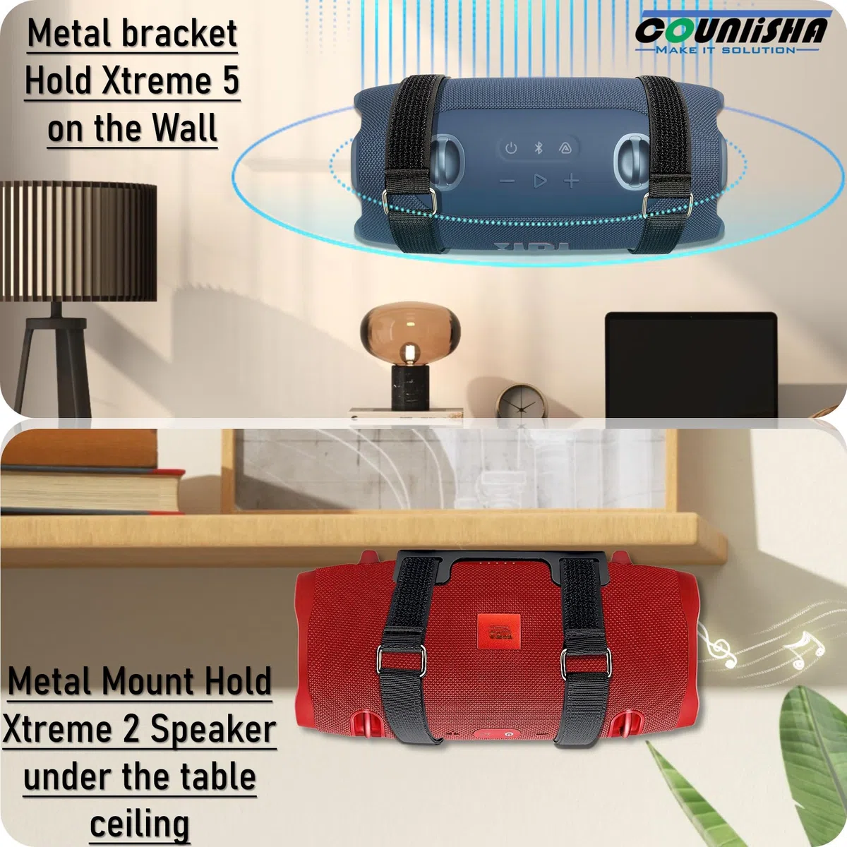 Soporte de pared de metal compatible con altavoz portátil JBL Xtreme 4 para motos de agua, motos de nieve, barco, PWC, soporte de pared seguro con correa ajustable para jbl xtreme 3/xtreme 2 para