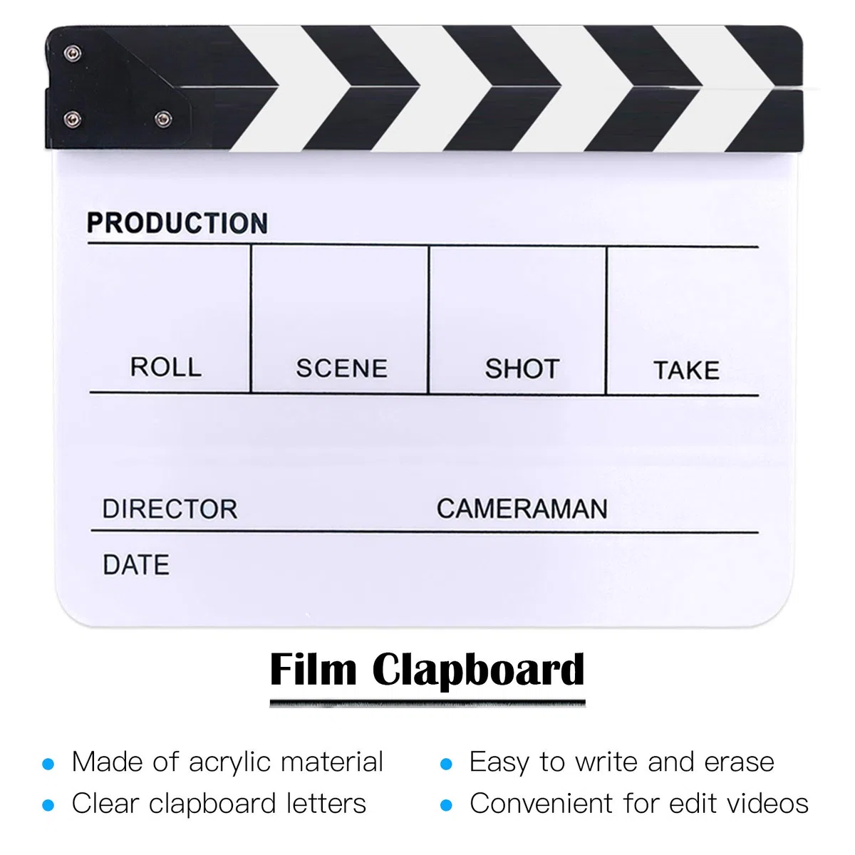 Glarks Juego de 8 tablillas para directores de película acrílica de 25,4 x 30,4 cm, tablero de clapper de Hollywood con borrador y llave hexagonal para producción de películas y fiestas temáticas