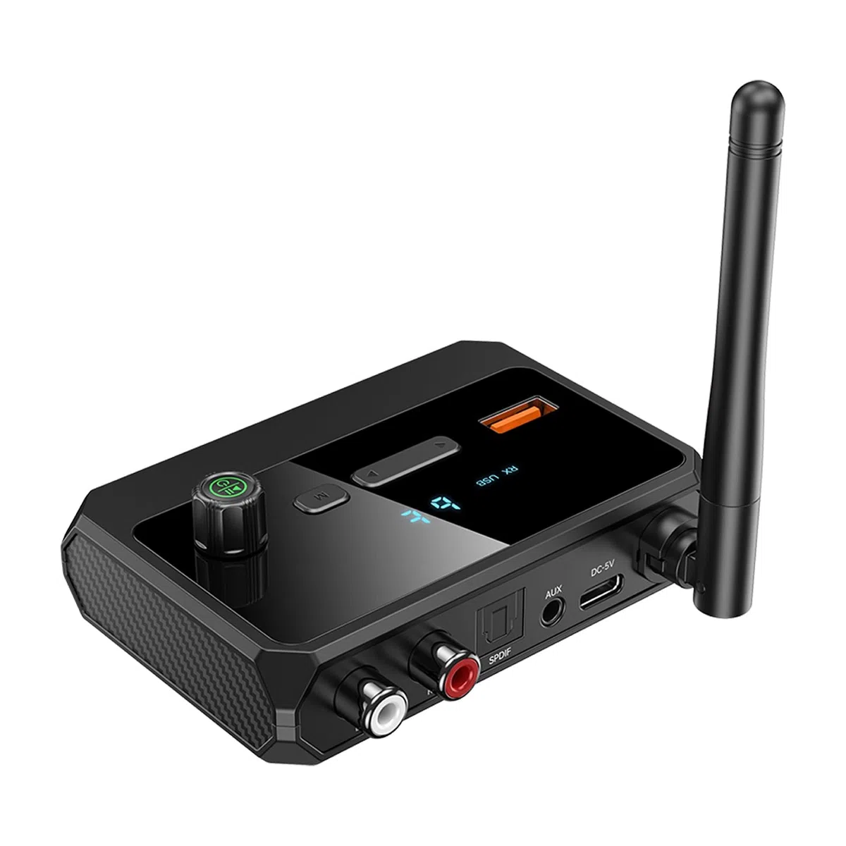 Cuteefun Receptor Bluetooth 5.3, Control de Volumen, Pantalla LED, Baja Latencia y Reducción de Ruido, Soporta RCA óPtico AUX Jack 3.5mm, Adaptador Bluetooth para Dispositivos de Audio, Home Stereo