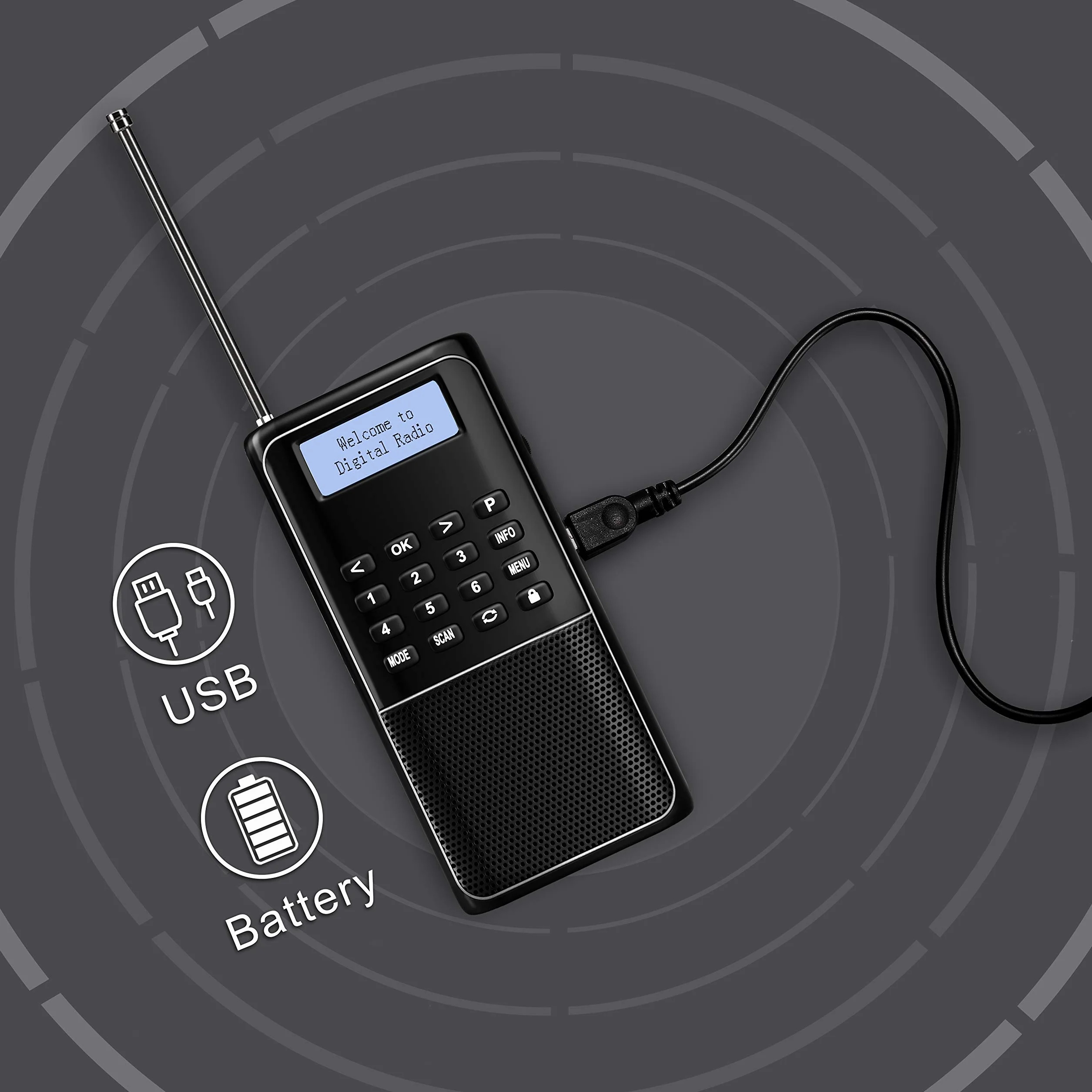 Raddy RD23 Radio Digital Portátil Dab/Dab+ con Bluetooth, 110 Estaciones Guardadas, Radio FM, Recargable por USB-C, Radio de Bolsillo con Pantalla Clara para Casa y Viaje (Negro)