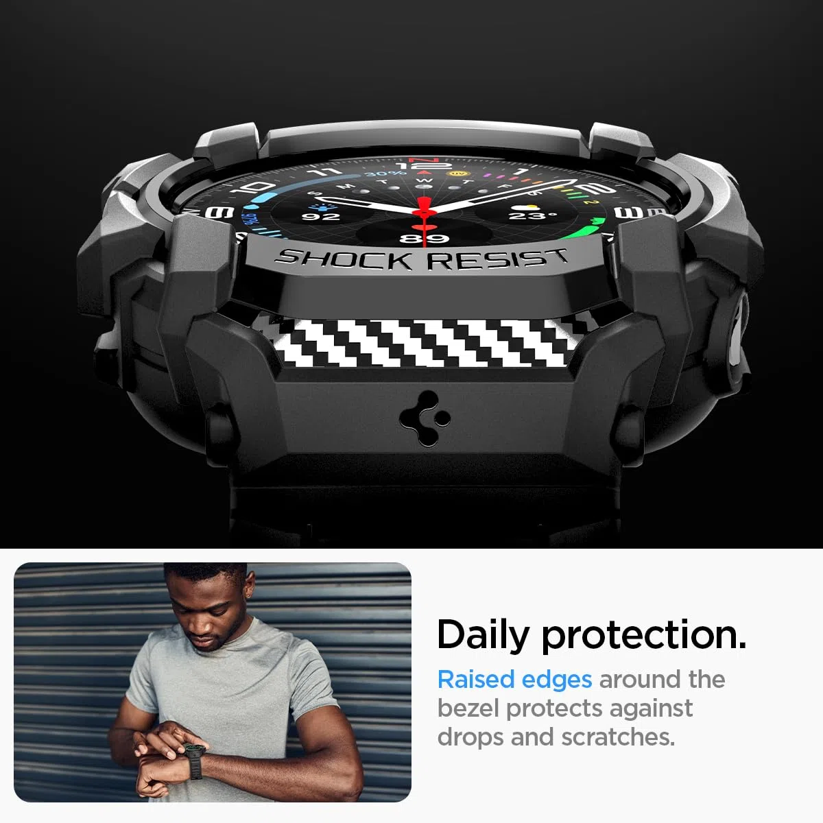 Spigen Funda y Correa Rugged Armor Pro Compatible con Samsung Galaxy Watch Ultra 47mm (2025/2024) - Negro Mate