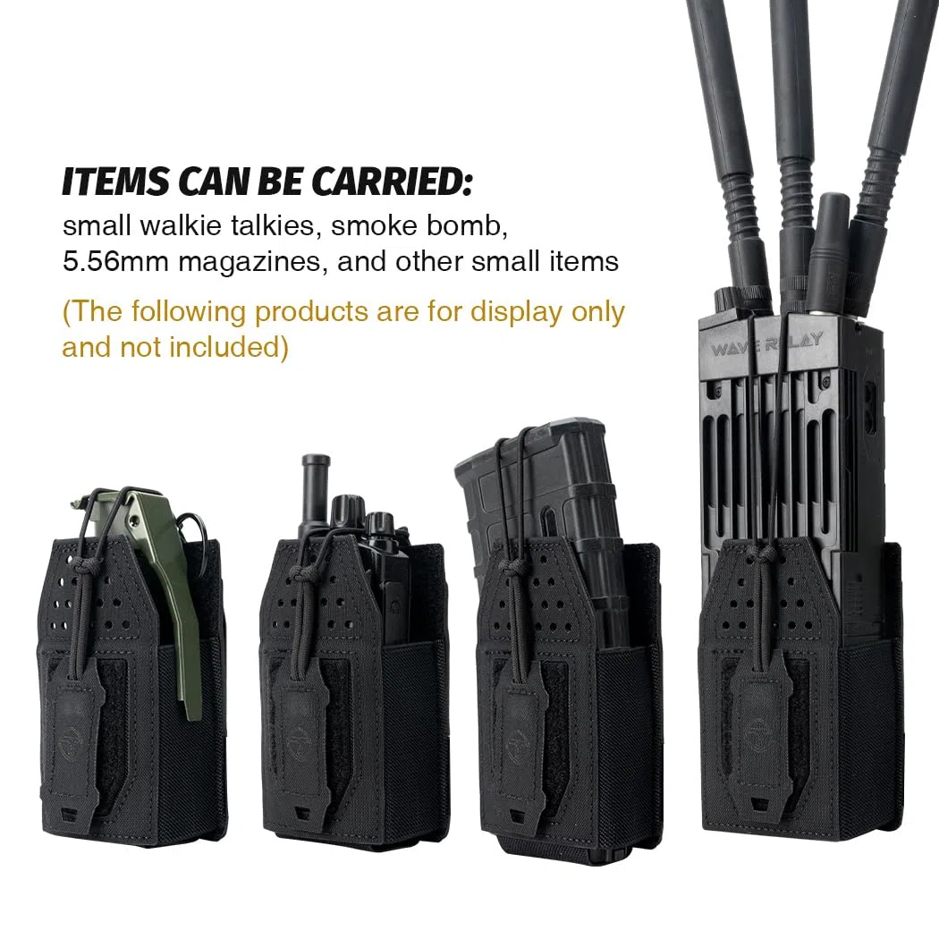 Bolsa táctica Molle para radio, soporte universal para walkie talkie Motorola BaoFeng UV-5R BF-F8HP ajustable almacenamiento rifle bolsa de revista, Negro , Bolsa táctica para radio