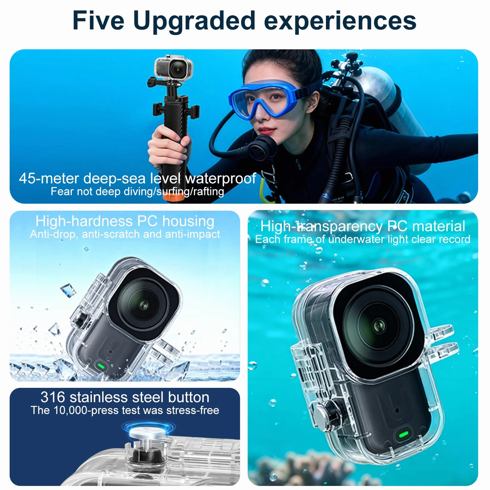 Funda Impermeable para dji Osmo Nano, 45M Estuche de Buceo Carcasa subacuática Funda Protectora Cámara Waterproof Case Dive Case Accesorios para dji Osmo Nano Cámara