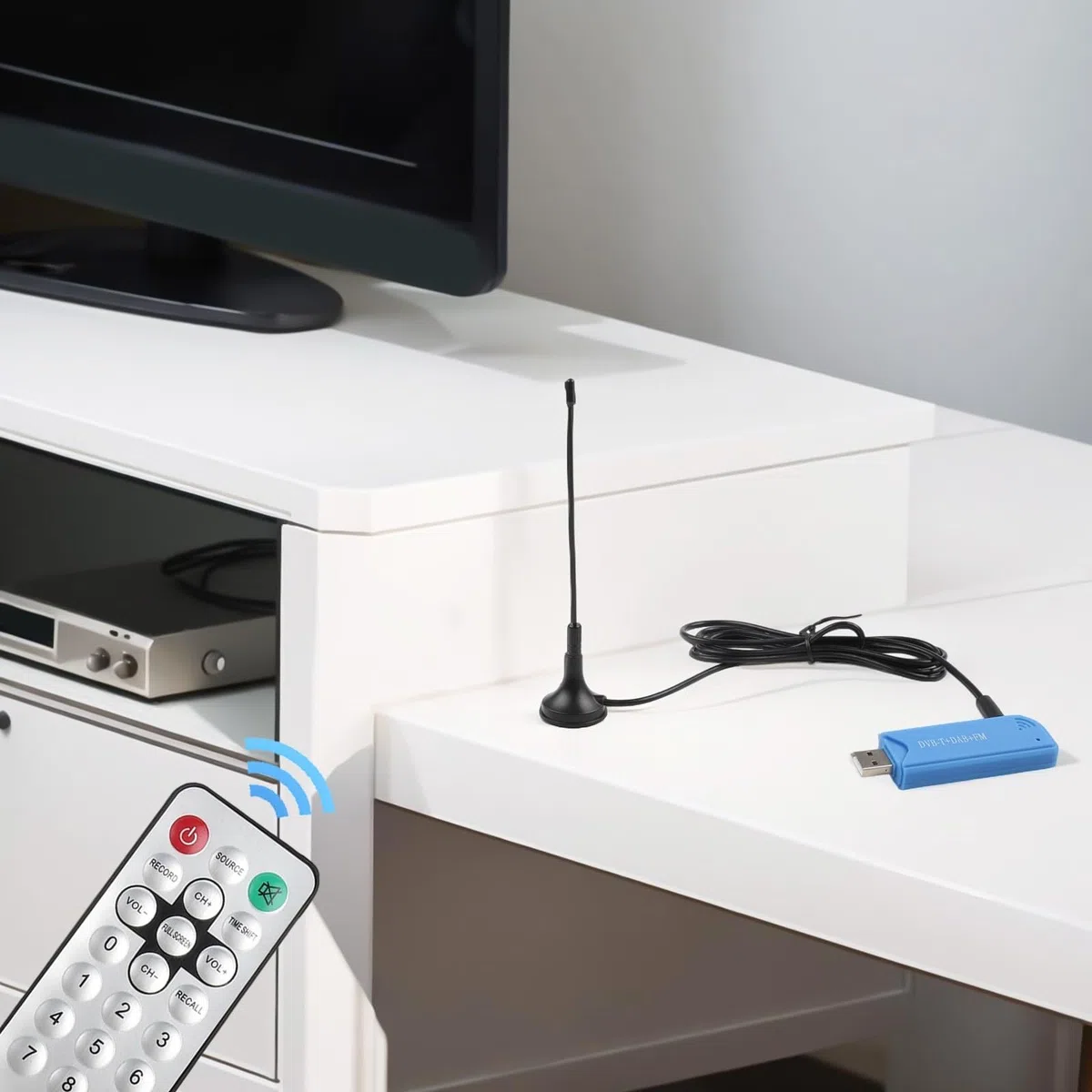 DAZZLEEX Sintonizador de TV digital USB 2.0 25MHz-1760MHz con antena, RTL2832U y chipset R828D para modos FM/AM/NFM/DSB/USB/LSB/CW, compatible con Scanni inalámbrico