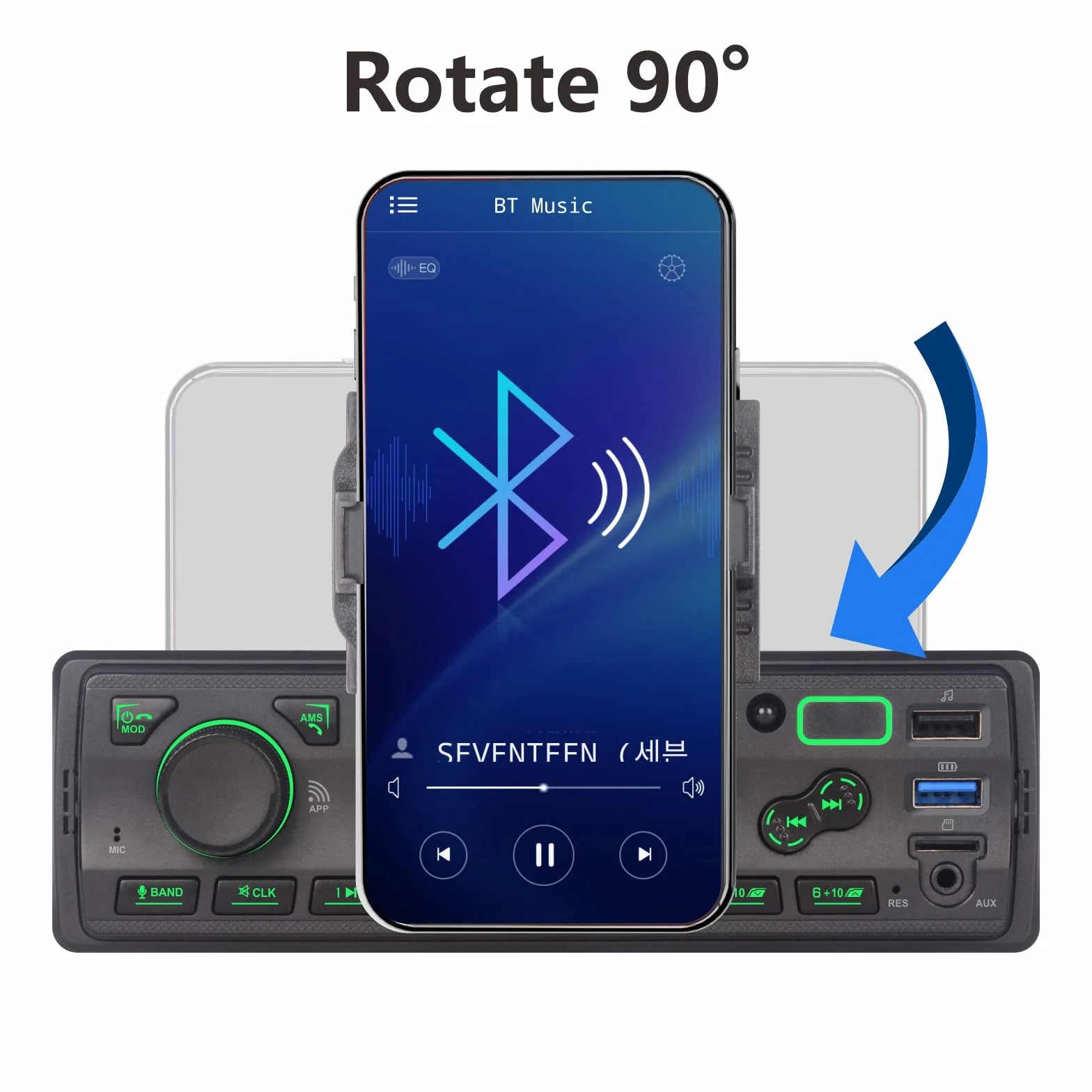 Radio Coche LXKLSZ Autoradio Bluetooth 1 DIN con App Control Reproductor MP3 Soporte USB/TF/AUX/Carga Rápida/Llamadas Manos Libres/Radio FM/con Soporte para Teléfono