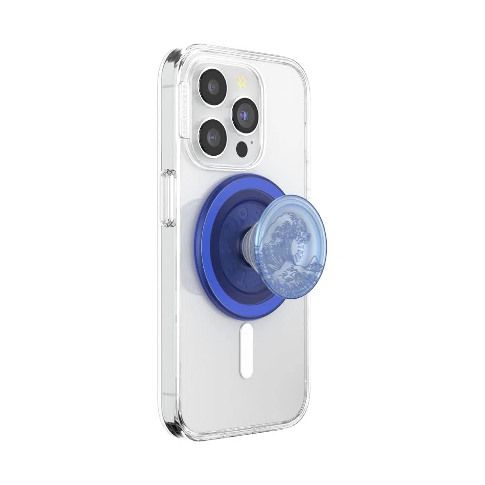 PopSockets Agarre para teléfono MagSafe con soporte, soporte magnético, parte superior intercambiable, sujeción segura para fundas MagSafe de iPhone, agarre para teléfono y tableta, océano translúcido