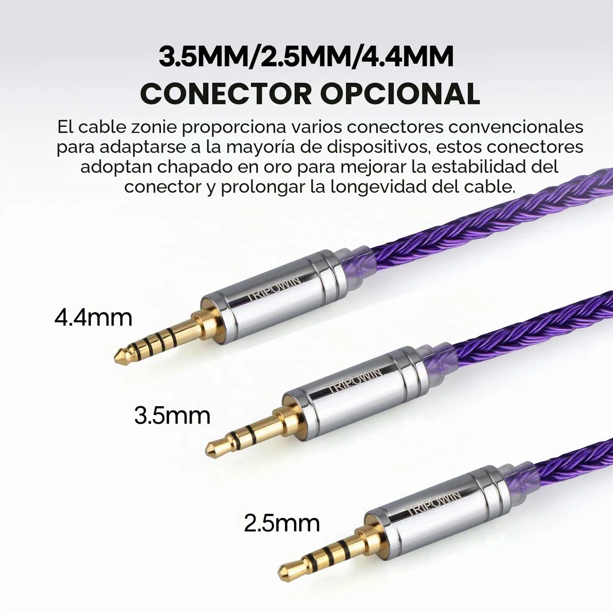 Linsoul Tripowin Zonie 16 Core Silver Plated Cable SPC Earphone Cable (2pin-0.78, 3.5mm, Violet)