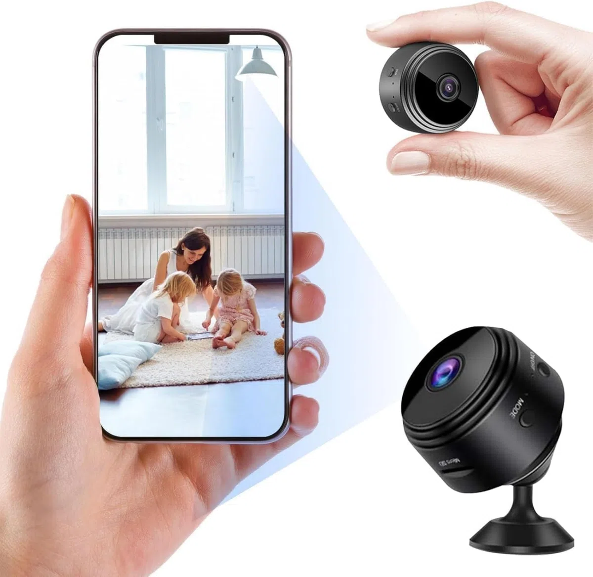 Cámara WiFi 1080P HD de vigilancia inalámbrica interior/exterior, cámara de vigilancia portátil con visión nocturna IR, detección de movimiento