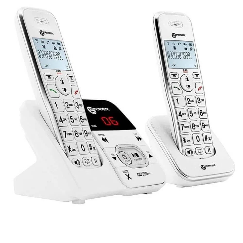 Geemarc - Amplidect 295-2 Teléfono Dúo Inalámbrico con Contestador Automático - Timbre Fuerte Ajustable (+80dB) con Flash | Identificador de Llamadas - Compatible con Audífonos