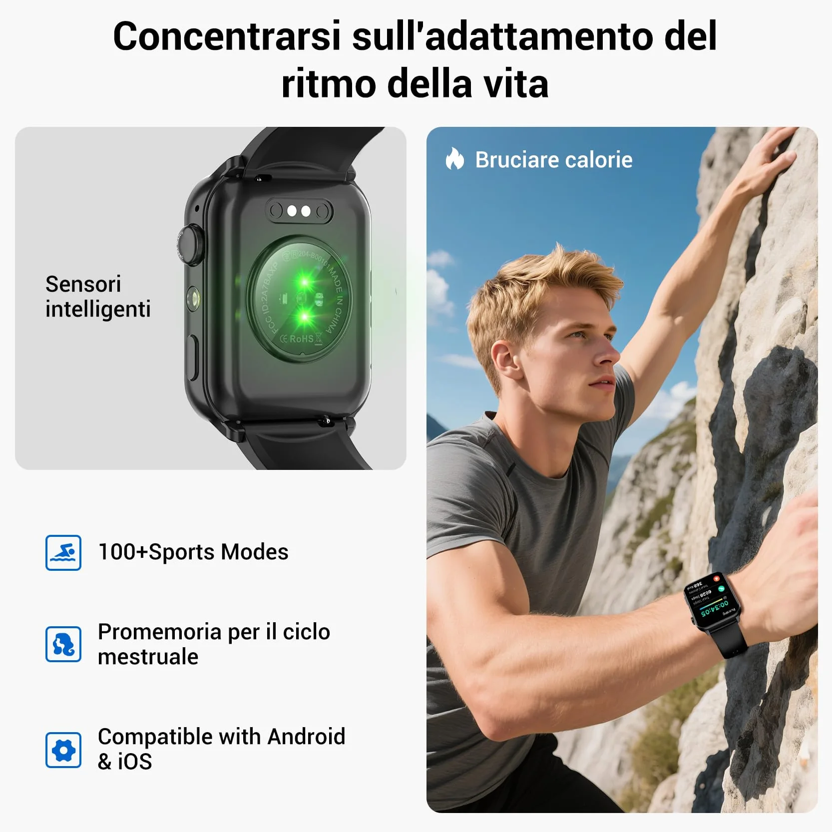 Reloj Inteligente Hombre Mujer, Smartwatch Hombre con Linterna y Llamadas Bluetooth, Smart Watch con 2 Correas, Notificación, Podómetro, Pulsómetro, 100+ Modos Deportivos, Smartwatch para Android iOS