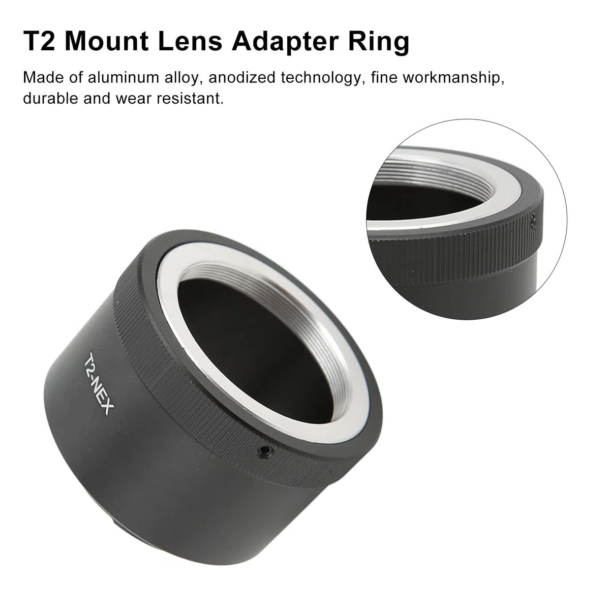 Anillo Adaptador de Lente T2-NEX para Lentes de Montura T2 para Sony E Mount NEX-3 NEX-3C NEX-3N NEX-5 Y Otras Cámaras Adaptador de Montura de Lente