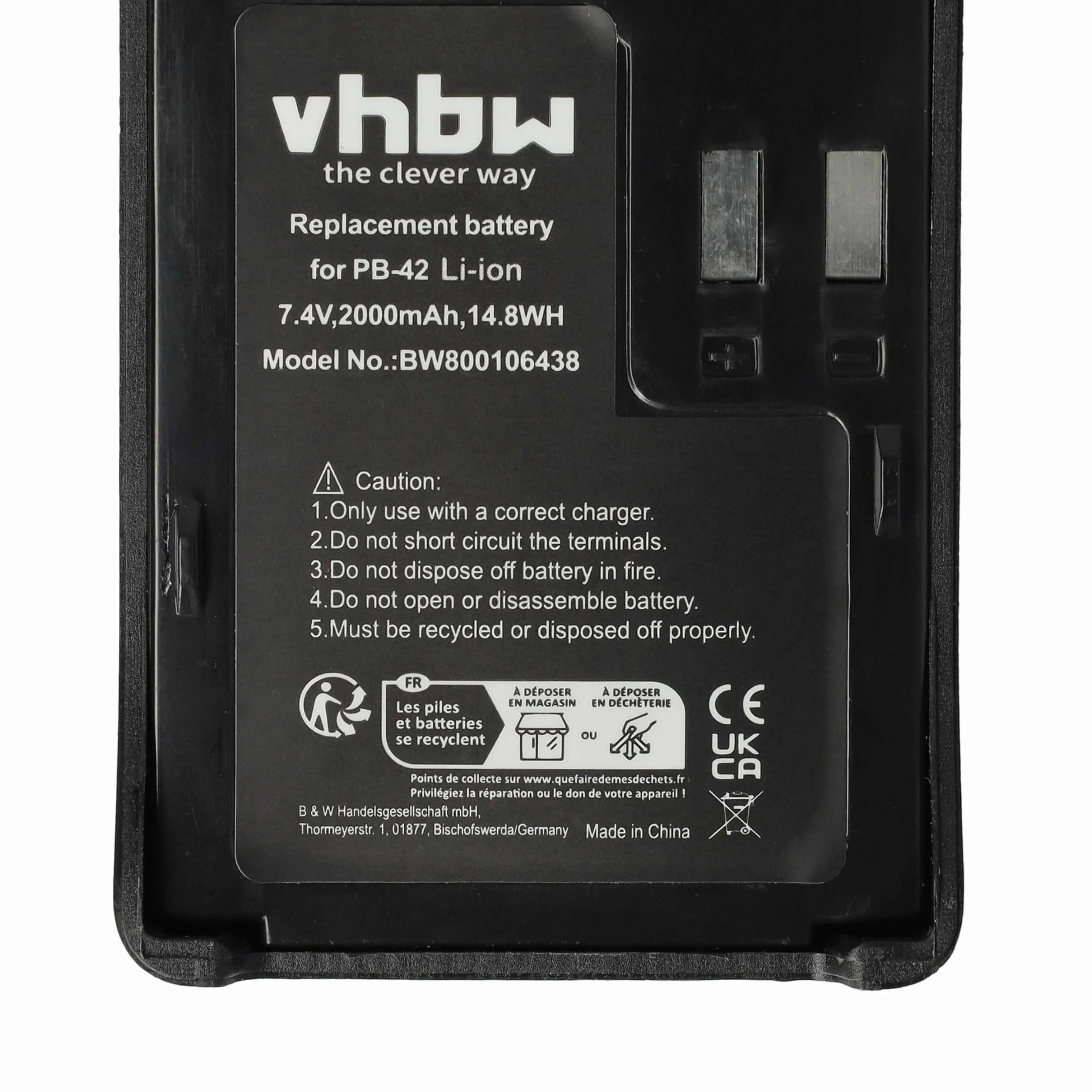 vhbw Batería Recargable Compatible con Kenwood TH-F6, TH-F6A, TH-F6E, TH-F7, TH-F7A, TH-F7E, TH-FTE Radio (2000 mAh, 7,4 V, Li-Ion)