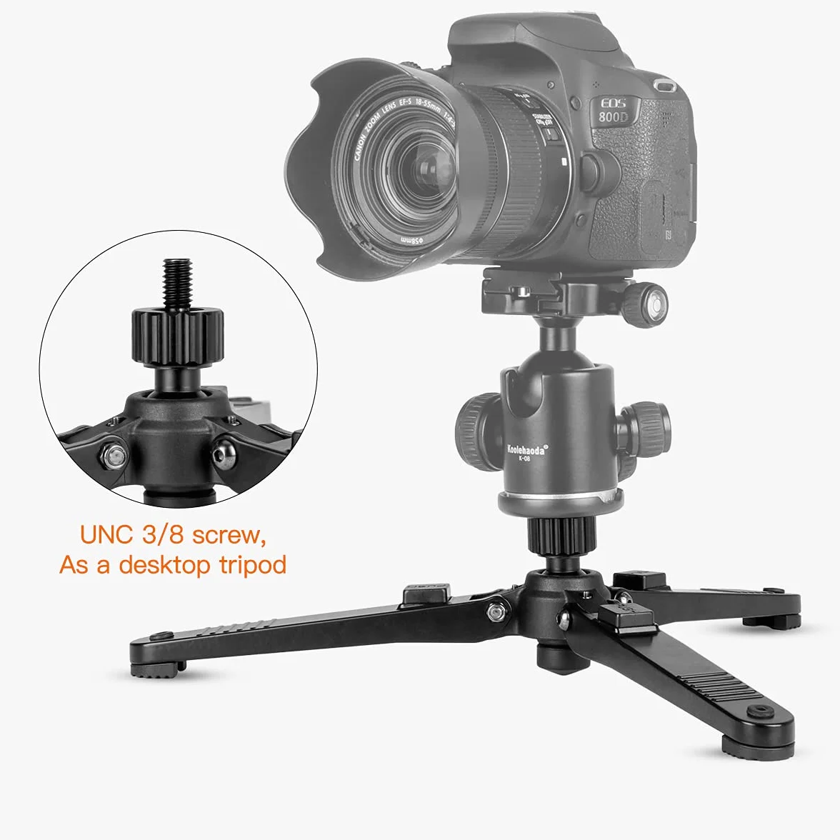 Koolehaoda Monopod Base Trípode Stand con Tornillos de 3/8" para Monopod Ball Head - (KM3)