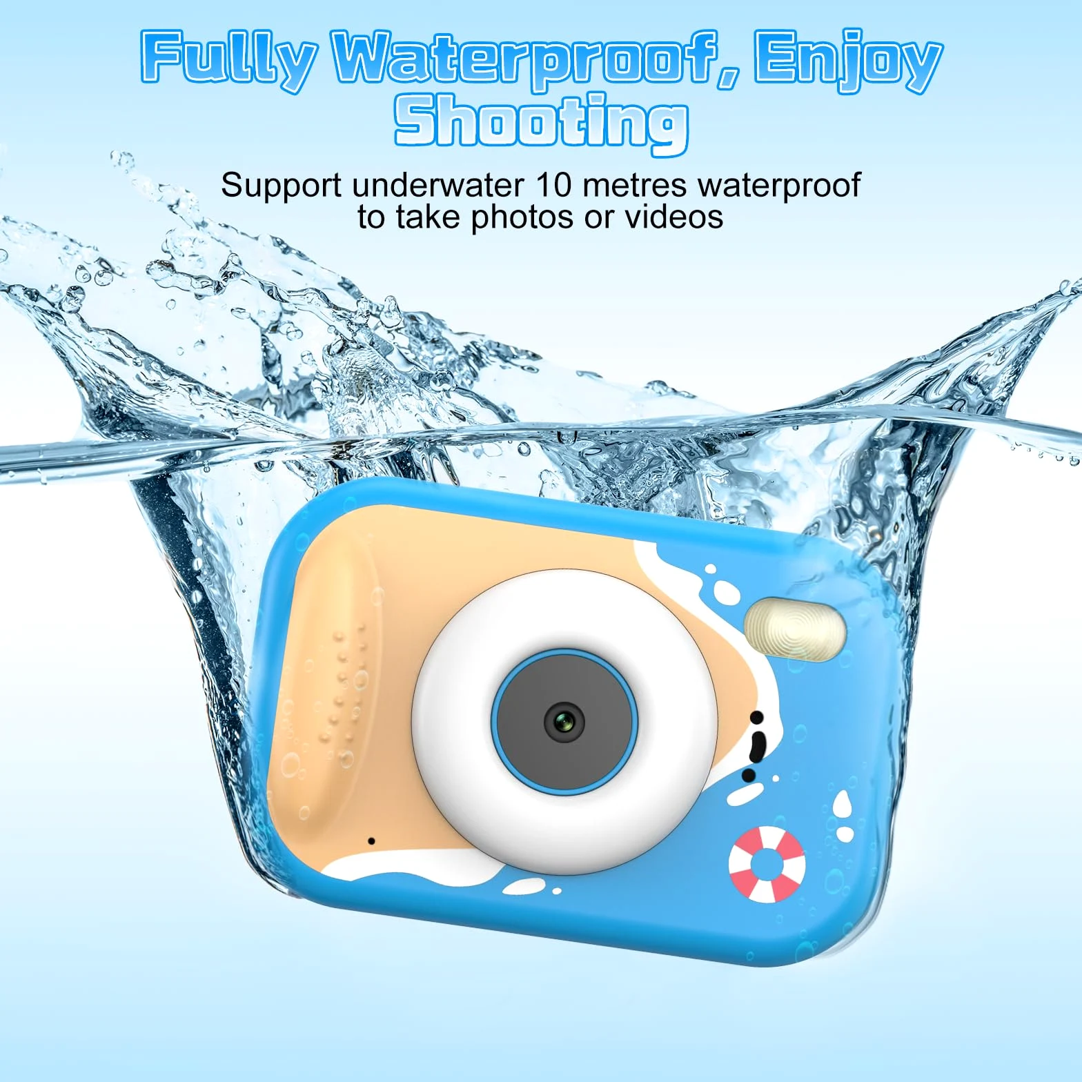 Cámara Subacuática Infantil 20MP - Resistente al Agua 3m, 1080p HD, Pantalla 2.4" + SD 32GB | Ideal para Selfies, Natación y Playas (Rosa)